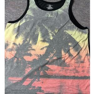 No Boundaries Tank Top Multicolor Palm Trees Mens Size 2XL Tropical Summer